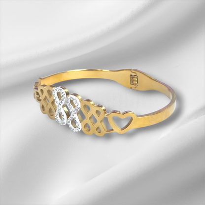 Gold Love Infinity Crystal Bangle Hinge Bracelet