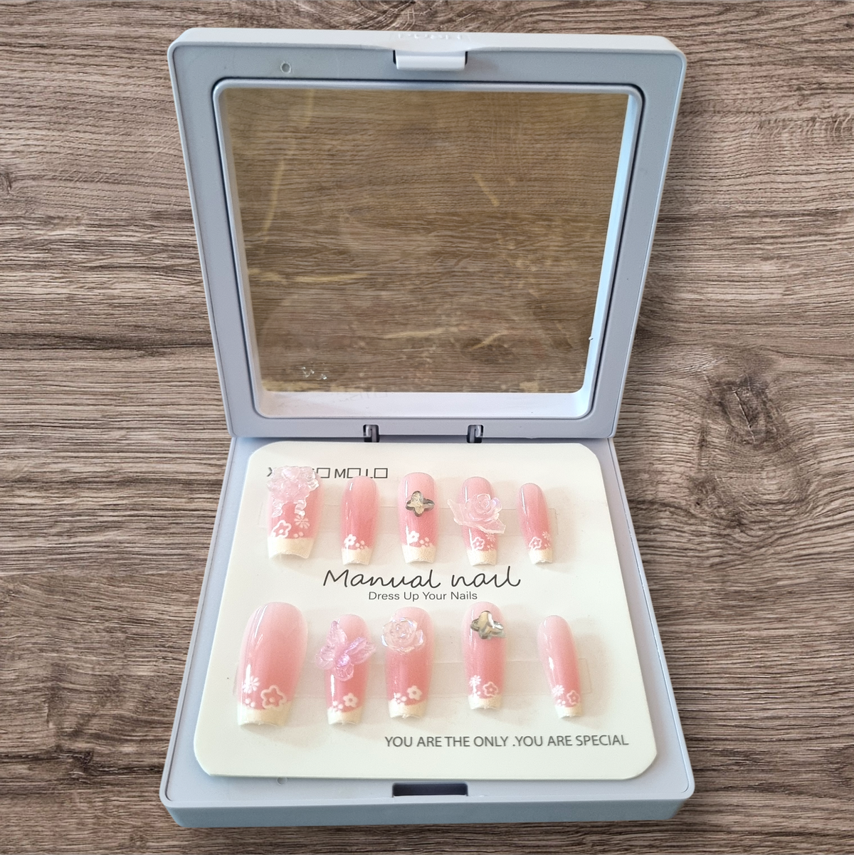Pink and Blue Ombre French Tip Press-On Nails