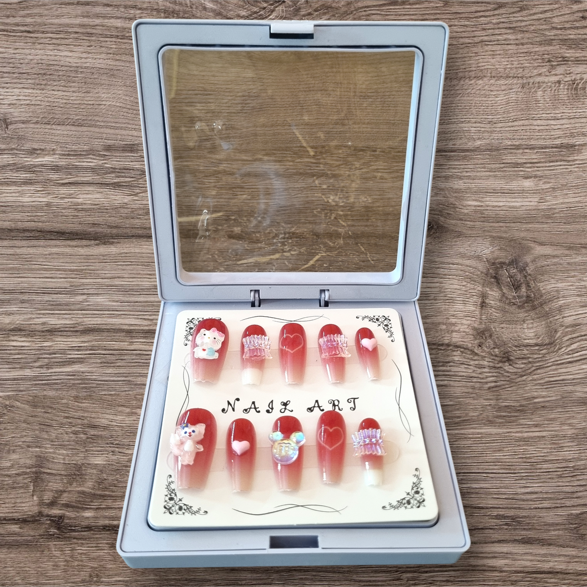 Deep Red French Tip Press-On Nails